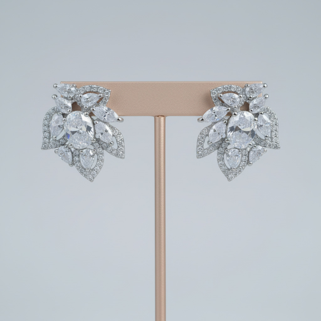 Silvery Padmini American Diamond Studs