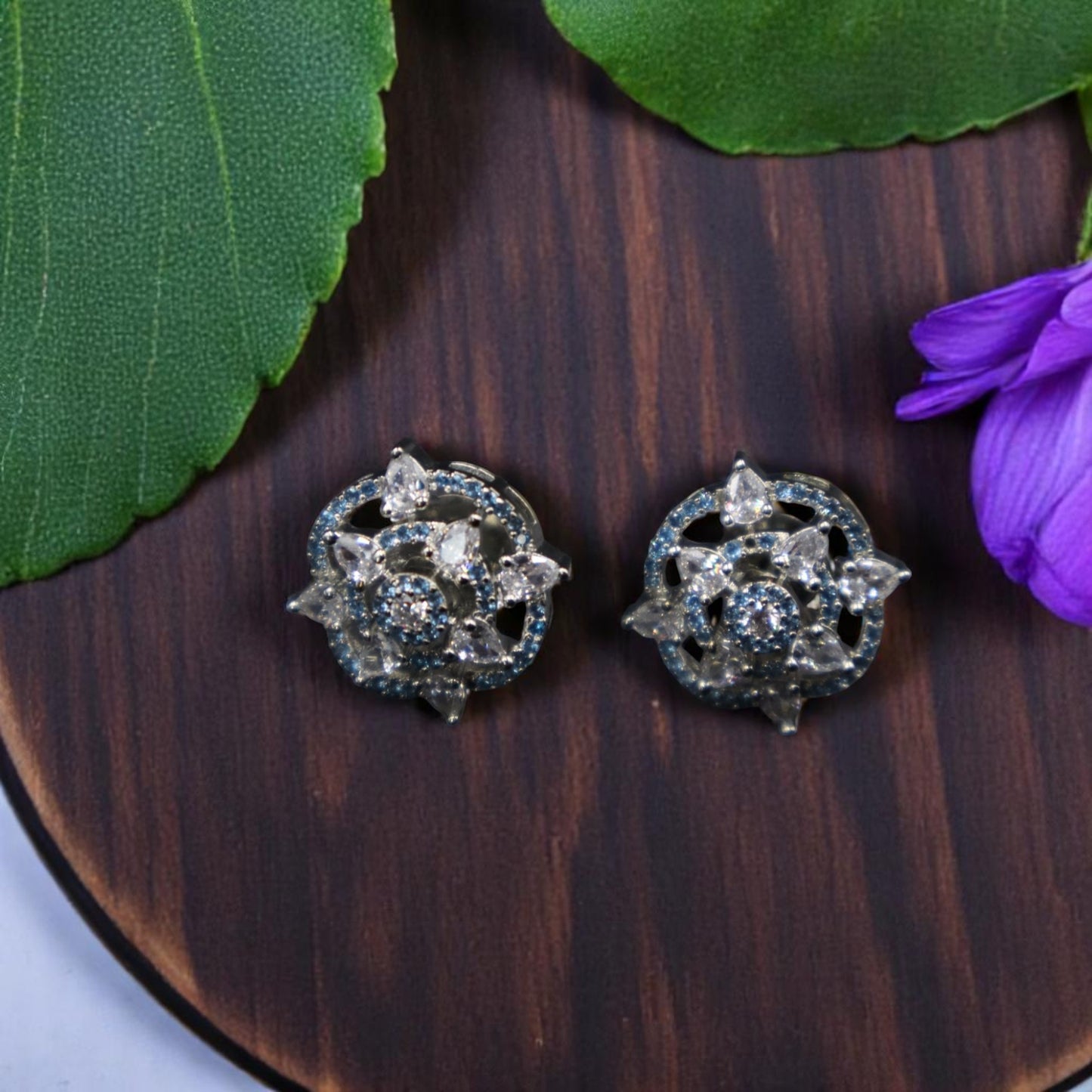 Sky Blue Trisha American Diamond Studs