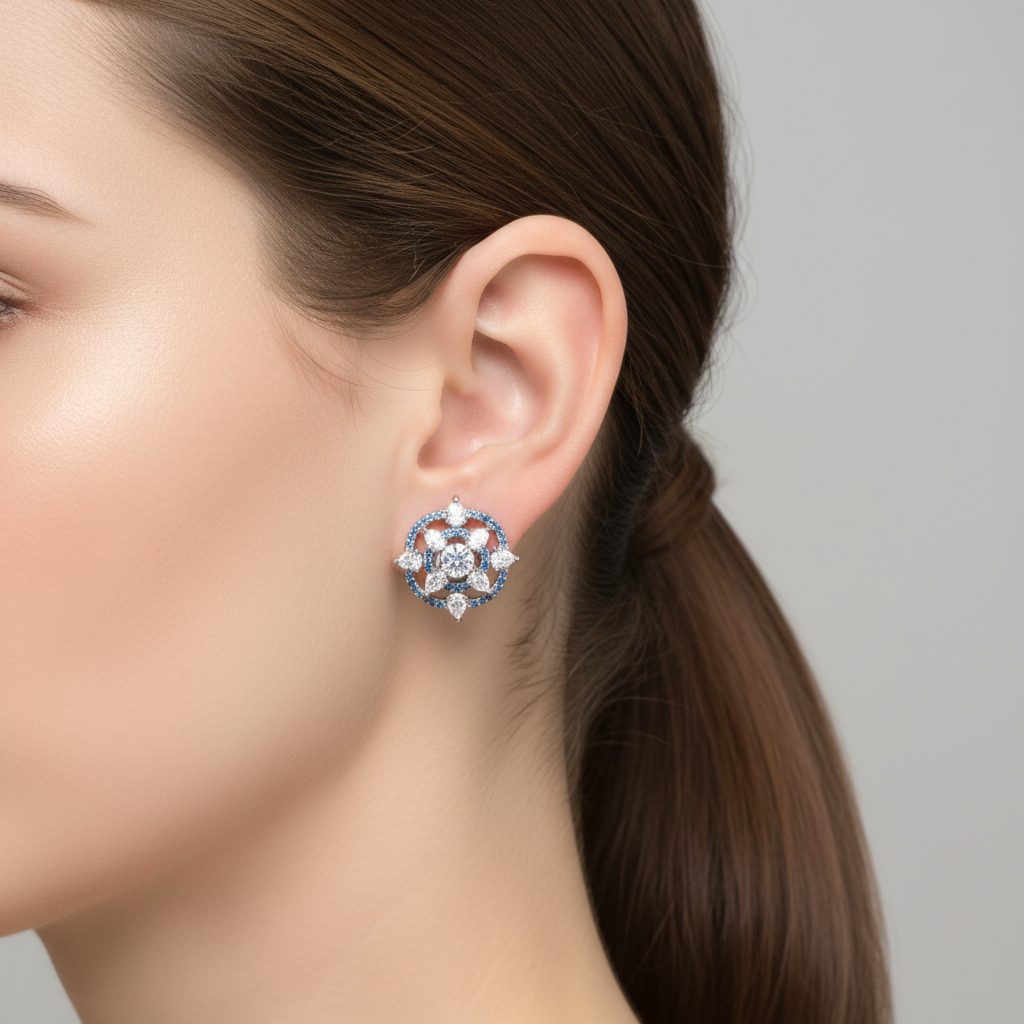 Sky Blue Trisha American Diamond Studs