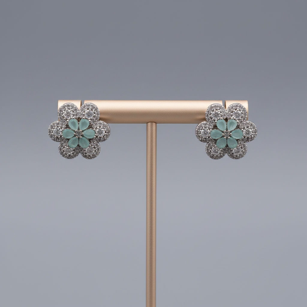 Turquoise Girija American Diamond Studs