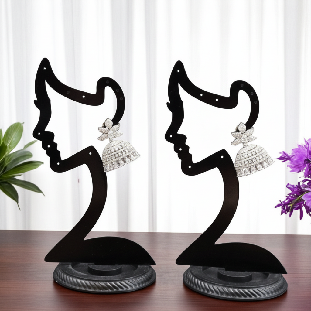 Silvery Meghavini American Diamond Jhumkis