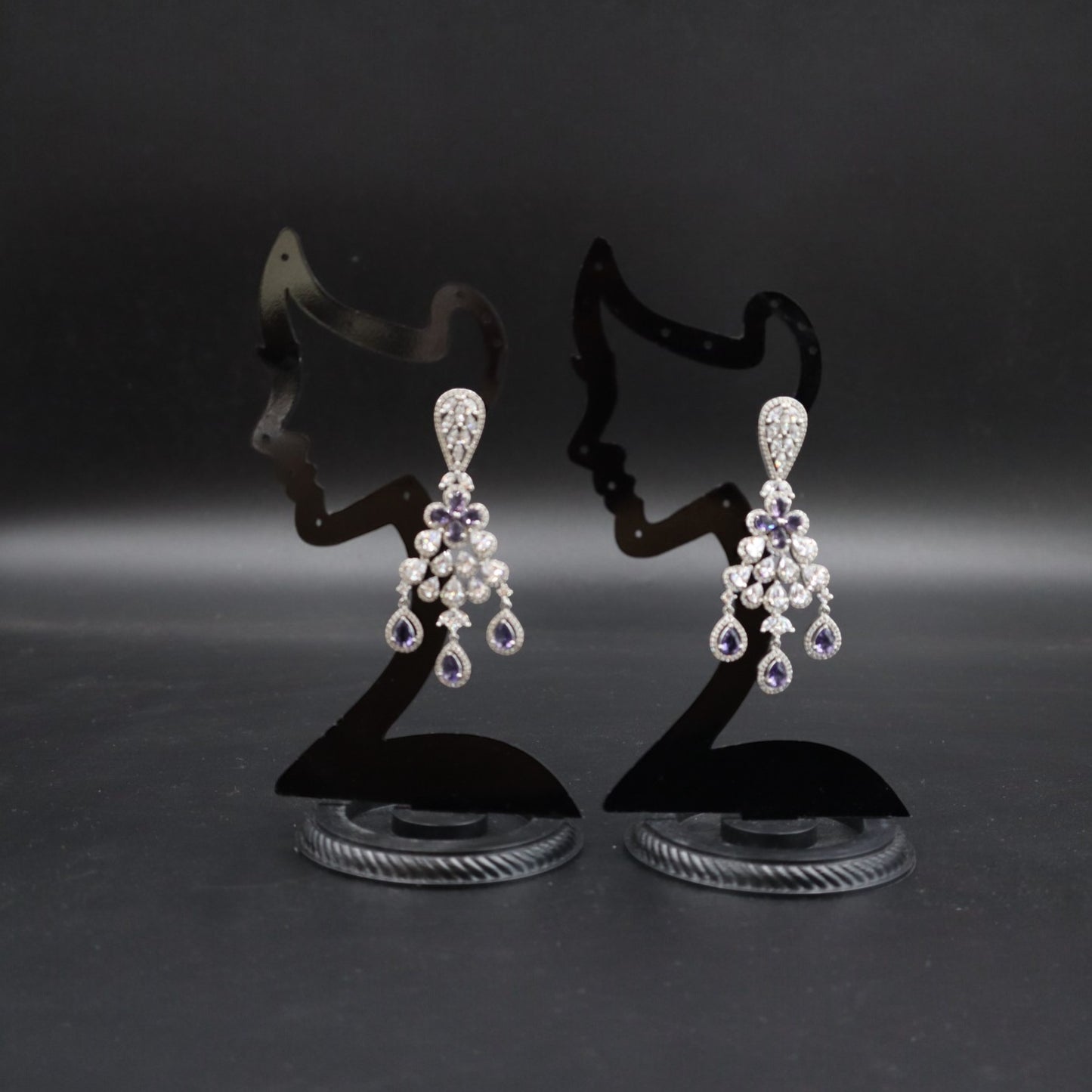 Purple Ishwari American Diamond Danglers