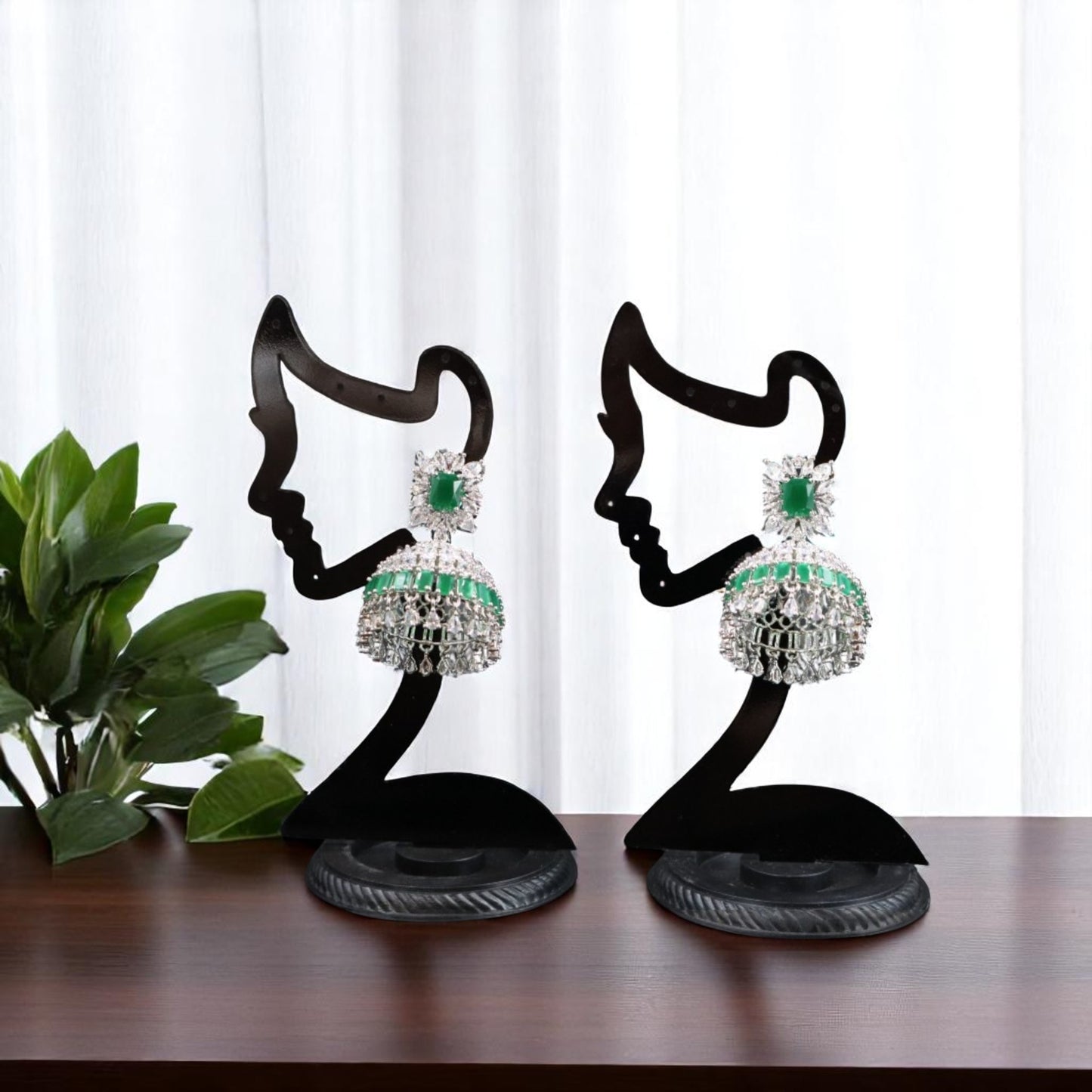 Emerald Sumitra American Diamond Jhumkis