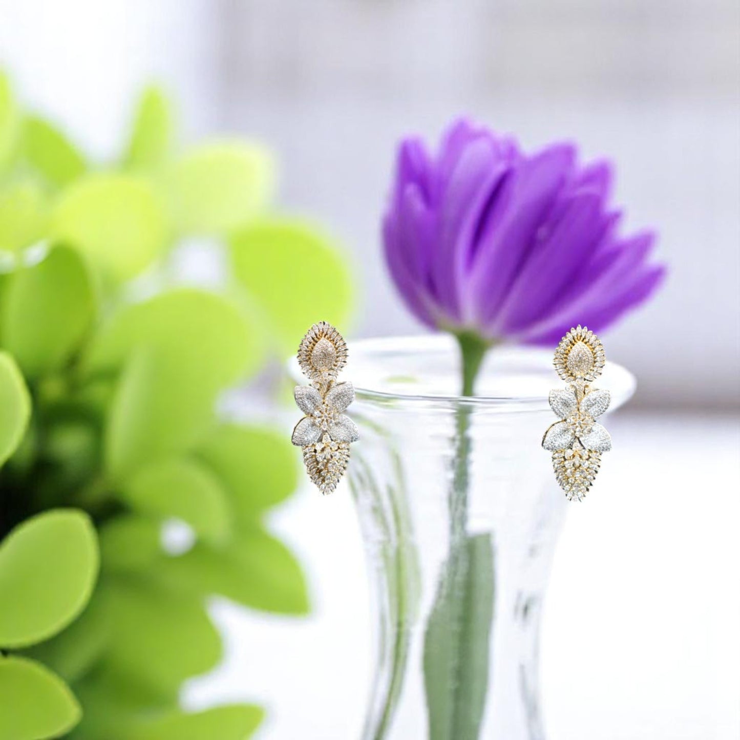 Golden Sanvika American Diamond Danglers