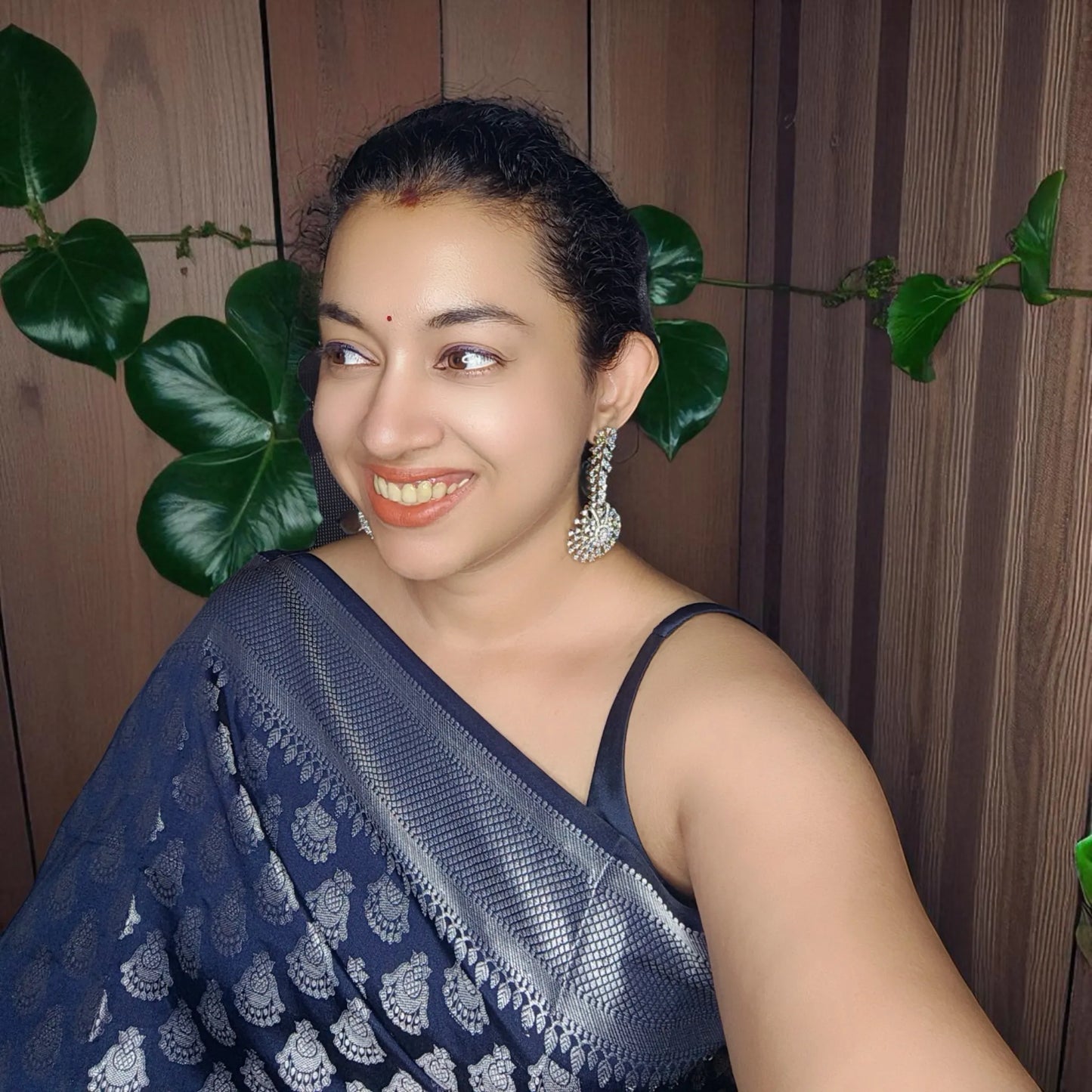 Silvery Sunita American Diamond Danglers