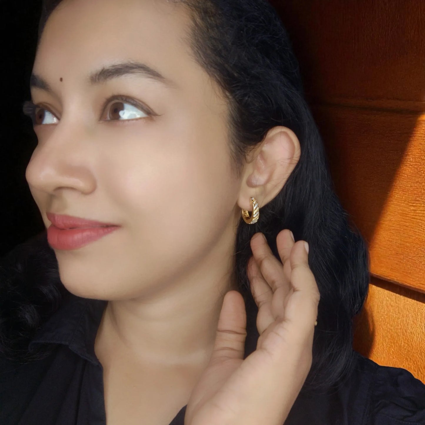 Golden Anagha American Diamond Hoops