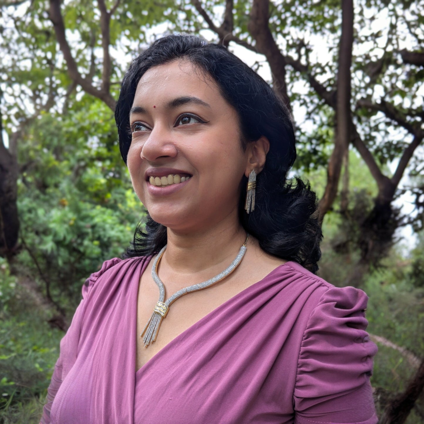 Golden Chandralekha American Diamond Hasli Necklace set