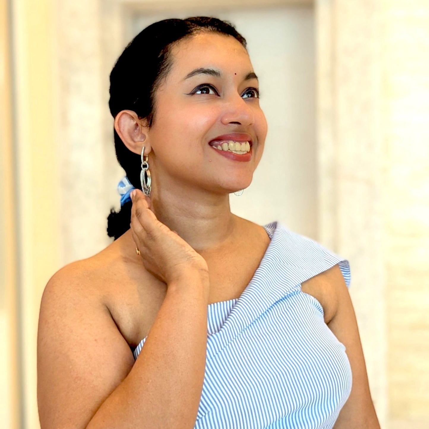 Silvery Kalyani American Diamond Danglers