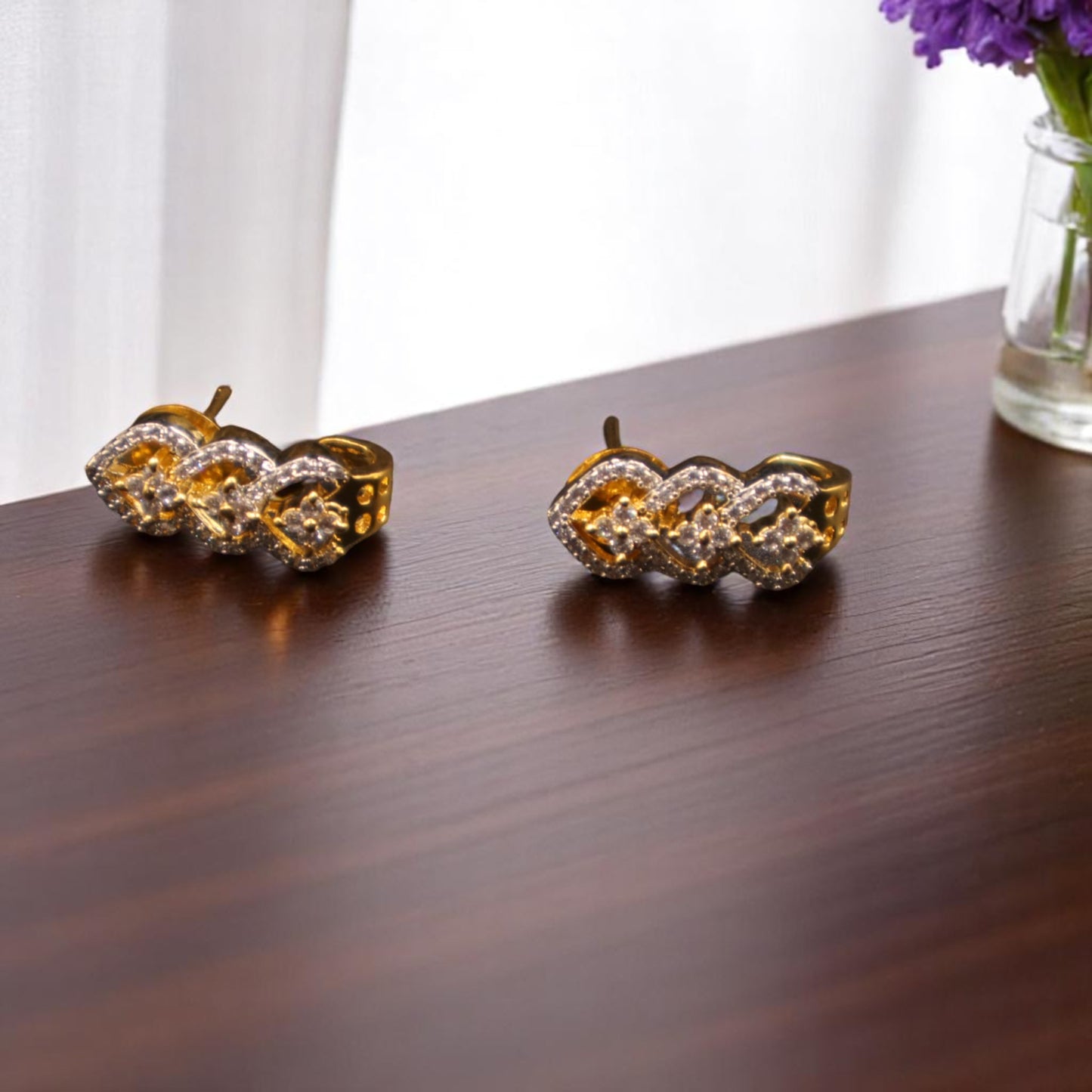 Golden Sakriti American Diamond Studs