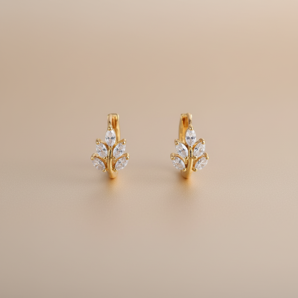 Golden Ankita American Diamond Hoops