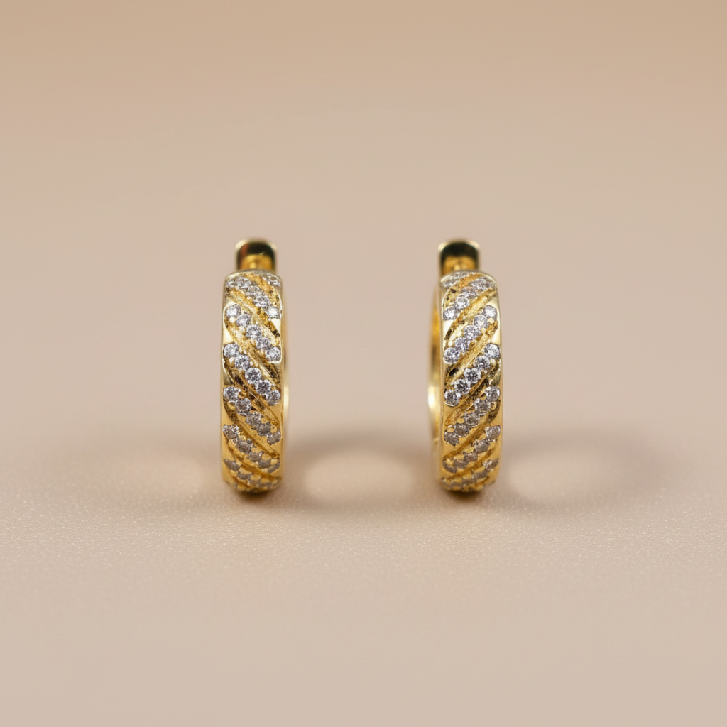 Golden Anagha American Diamond Hoops
