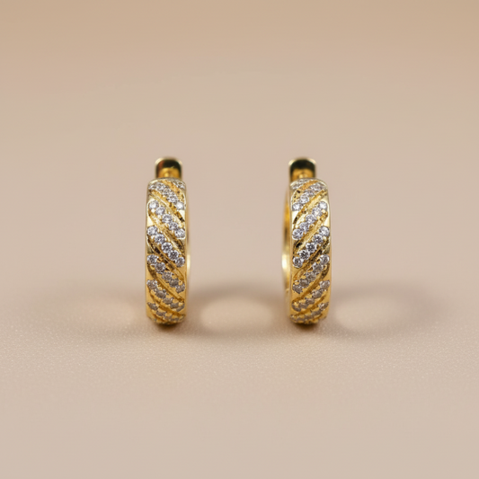 Golden Anagha American Diamond Hoops