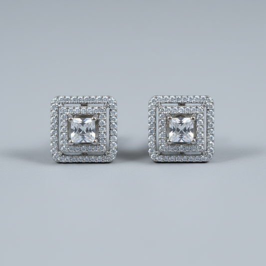 Silvery Sanchayita American Diamond Studs