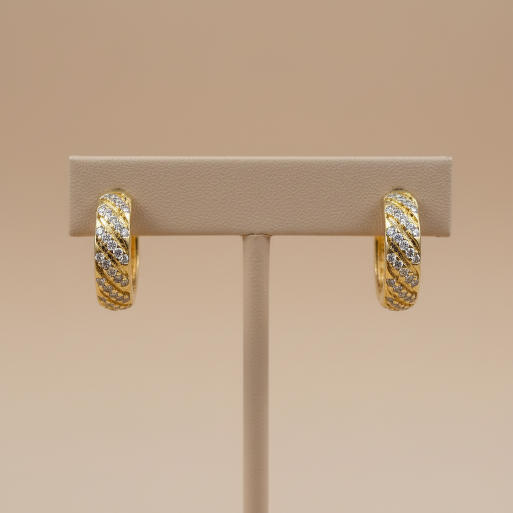 Golden Anagha American Diamond Hoops