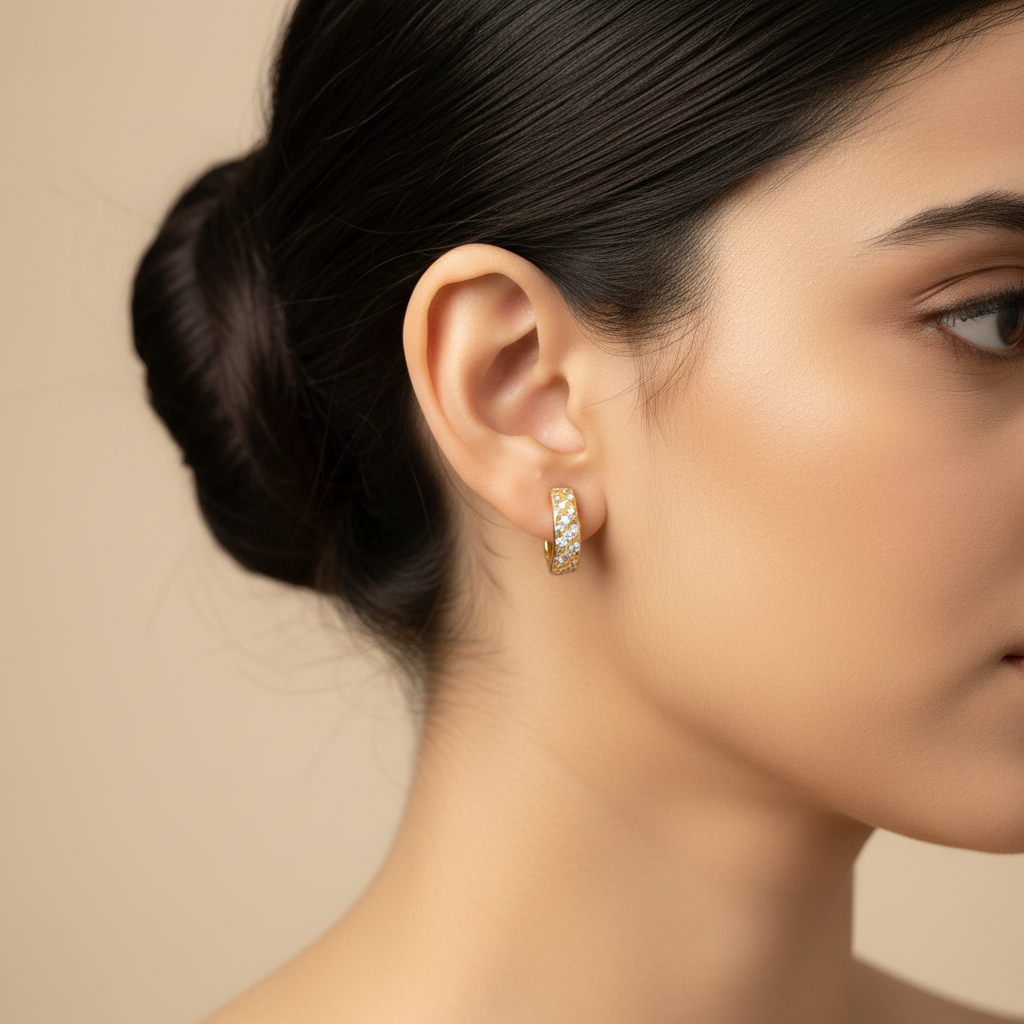 Golden Anagha American Diamond Hoops