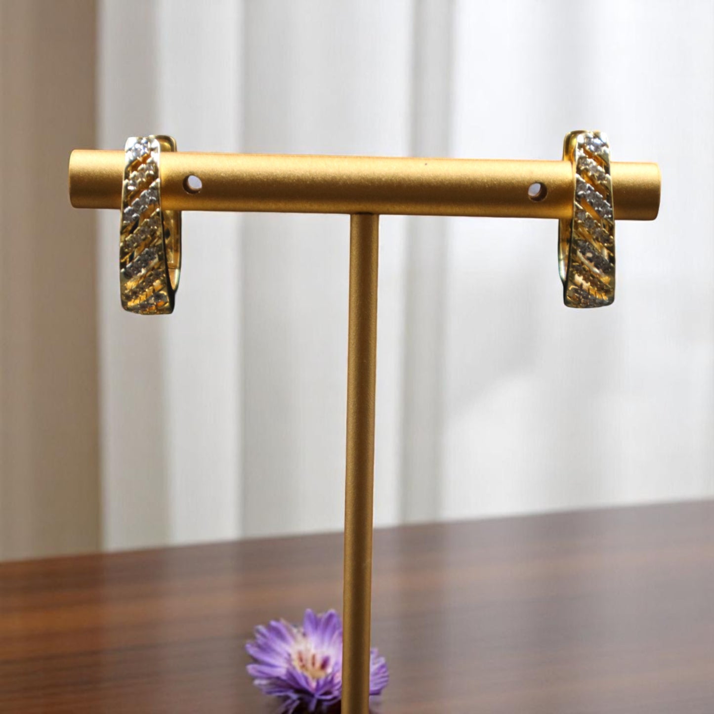 Golden Anagha American Diamond Hoops