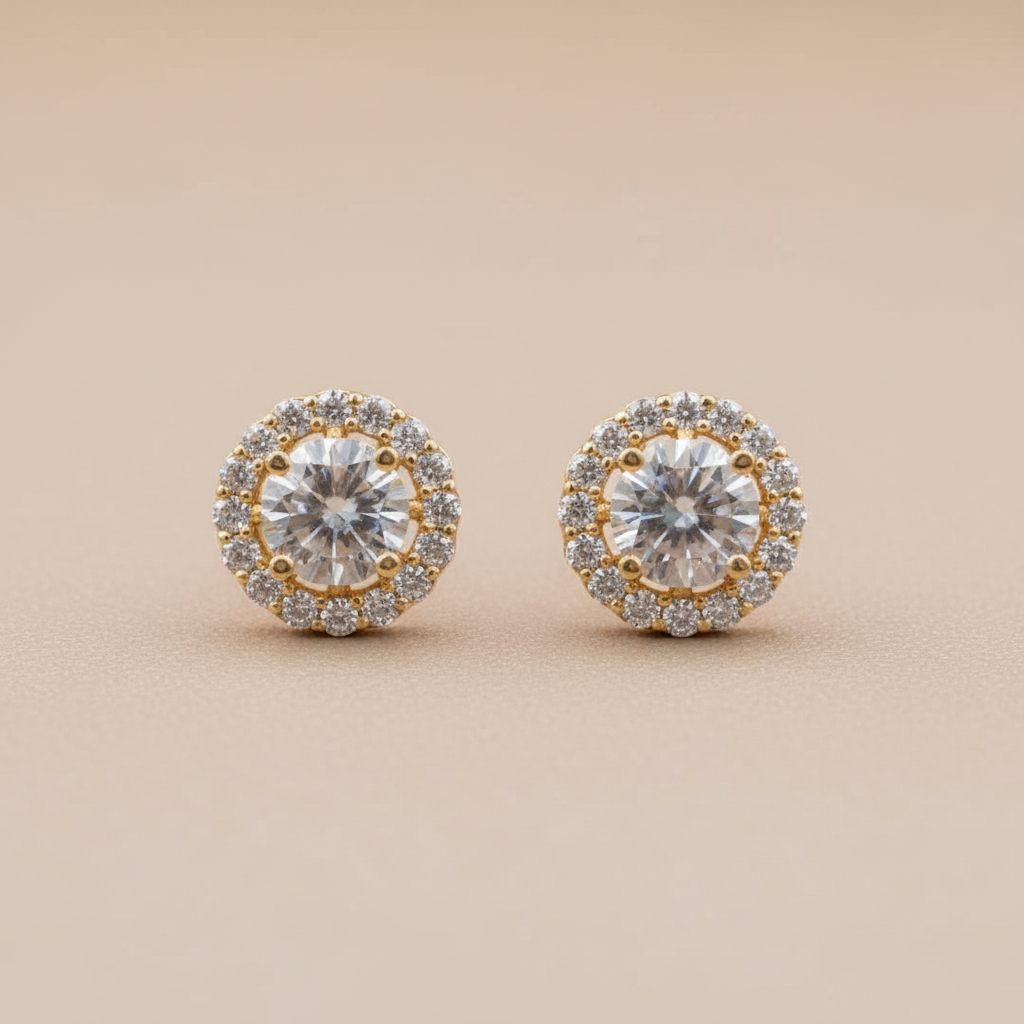 Golden Harshita American Diamond Studs