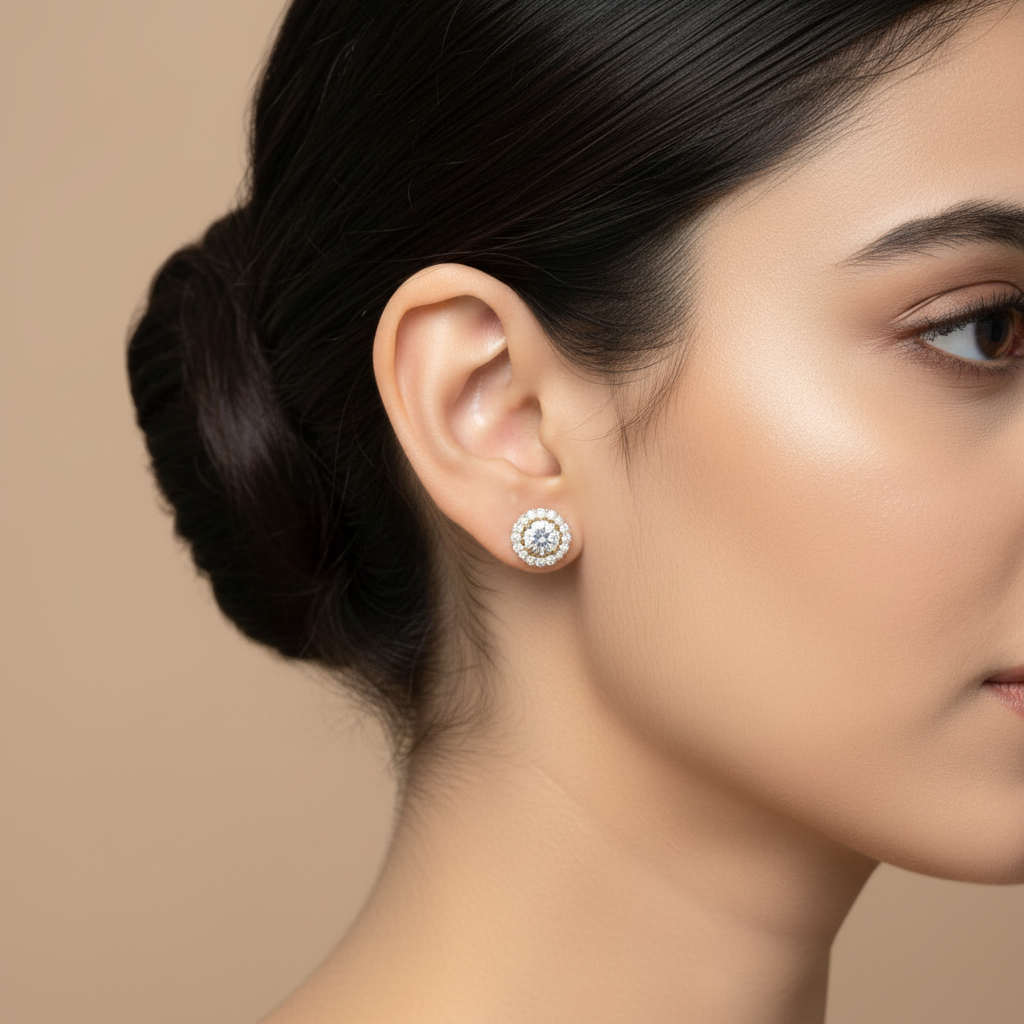 Golden Harshita American Diamond Studs