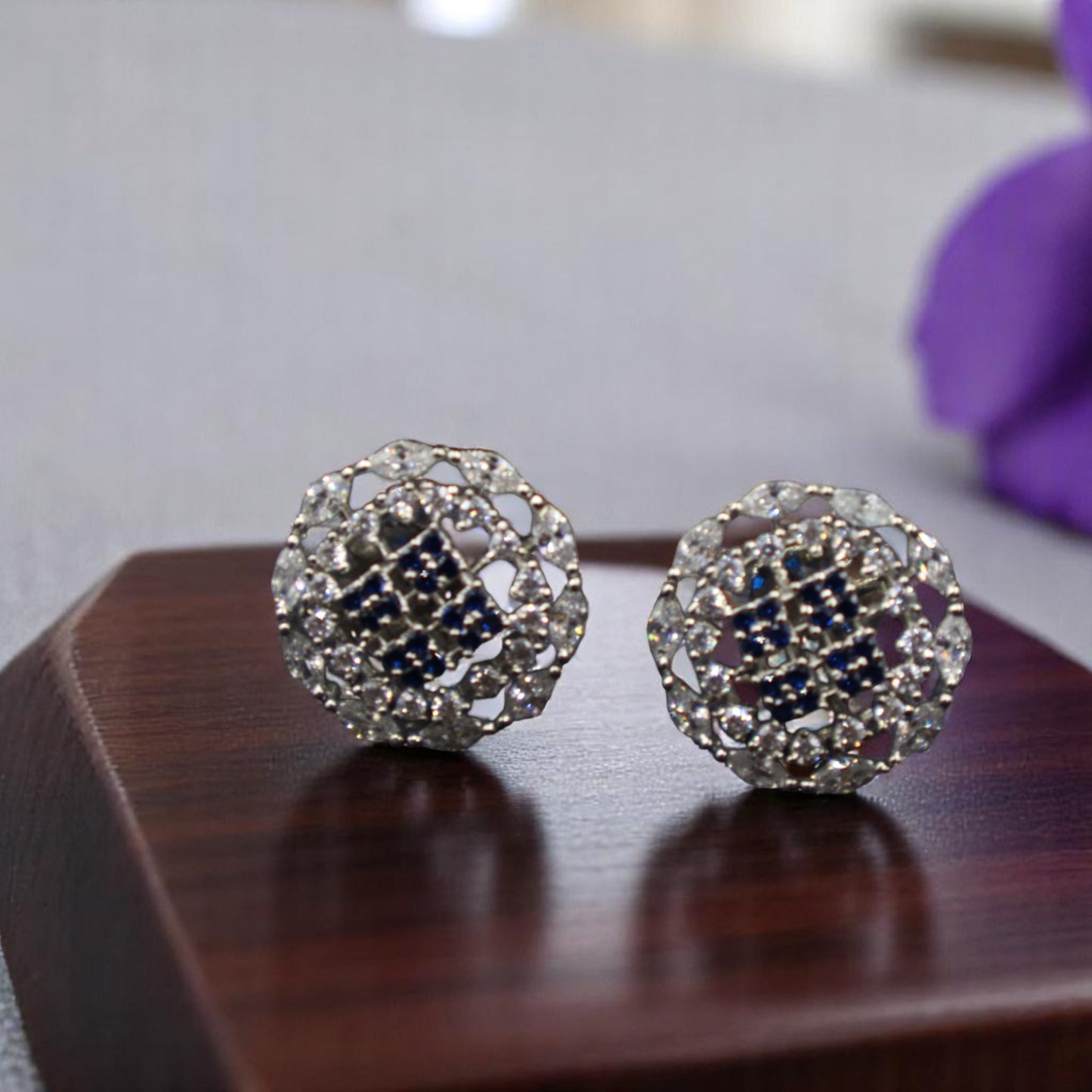 Royal Blue Kavita American Diamond Studs
