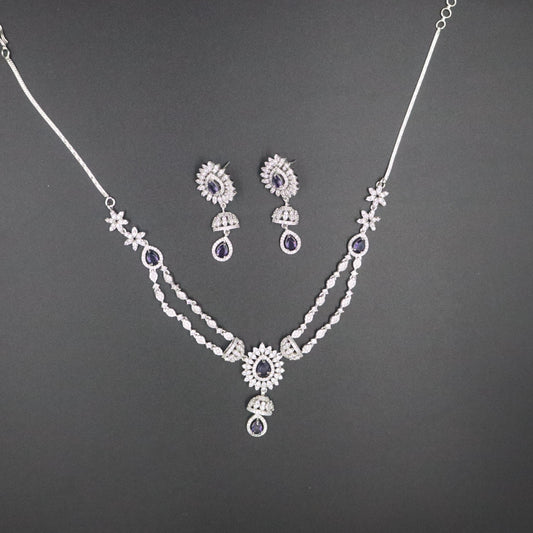 Purple Roshika American Diamond Necklace set