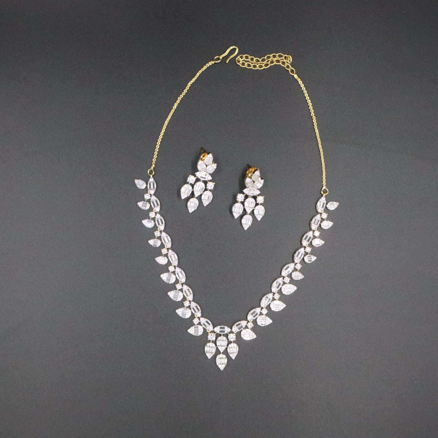 Golden Sanjhika American Diamond Necklace set