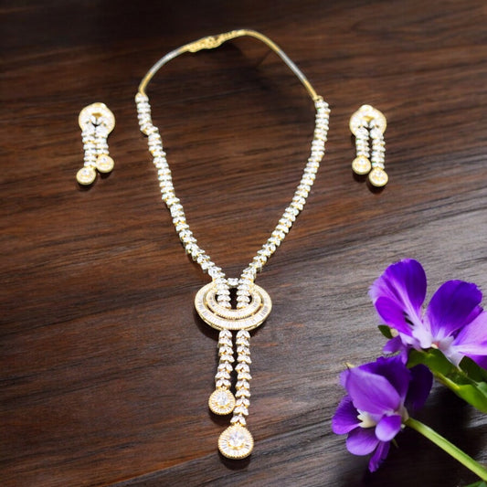 Golden Deeptha American Diamond Necklace set