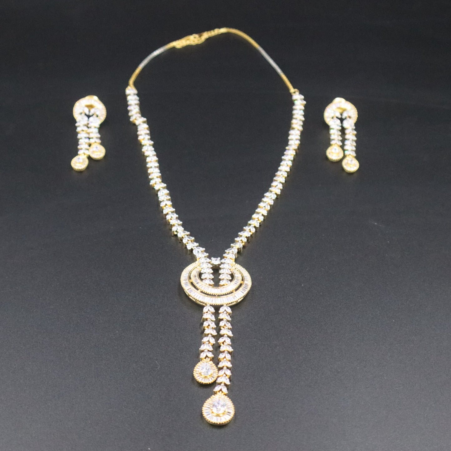 Golden Deeptha American Diamond Necklace set