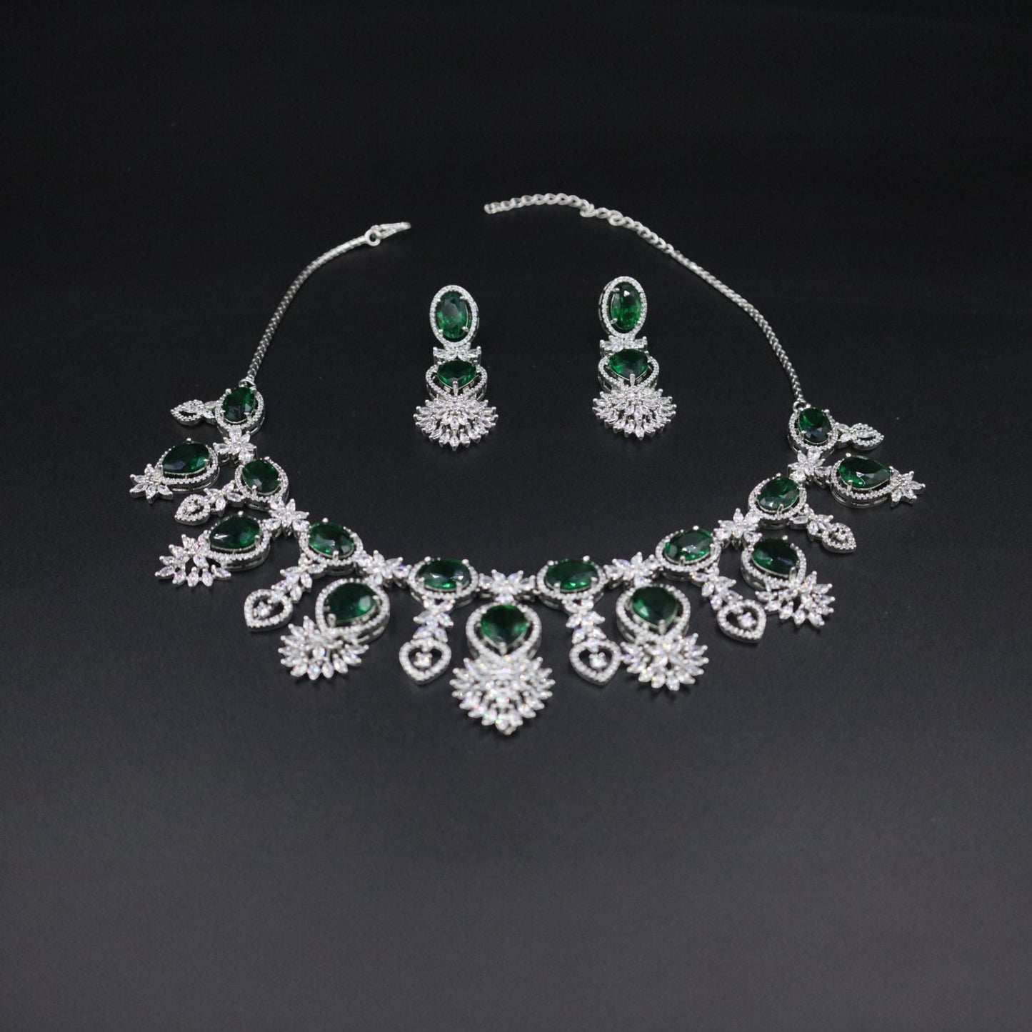 Emerald Lalitha American Diamond Necklace set