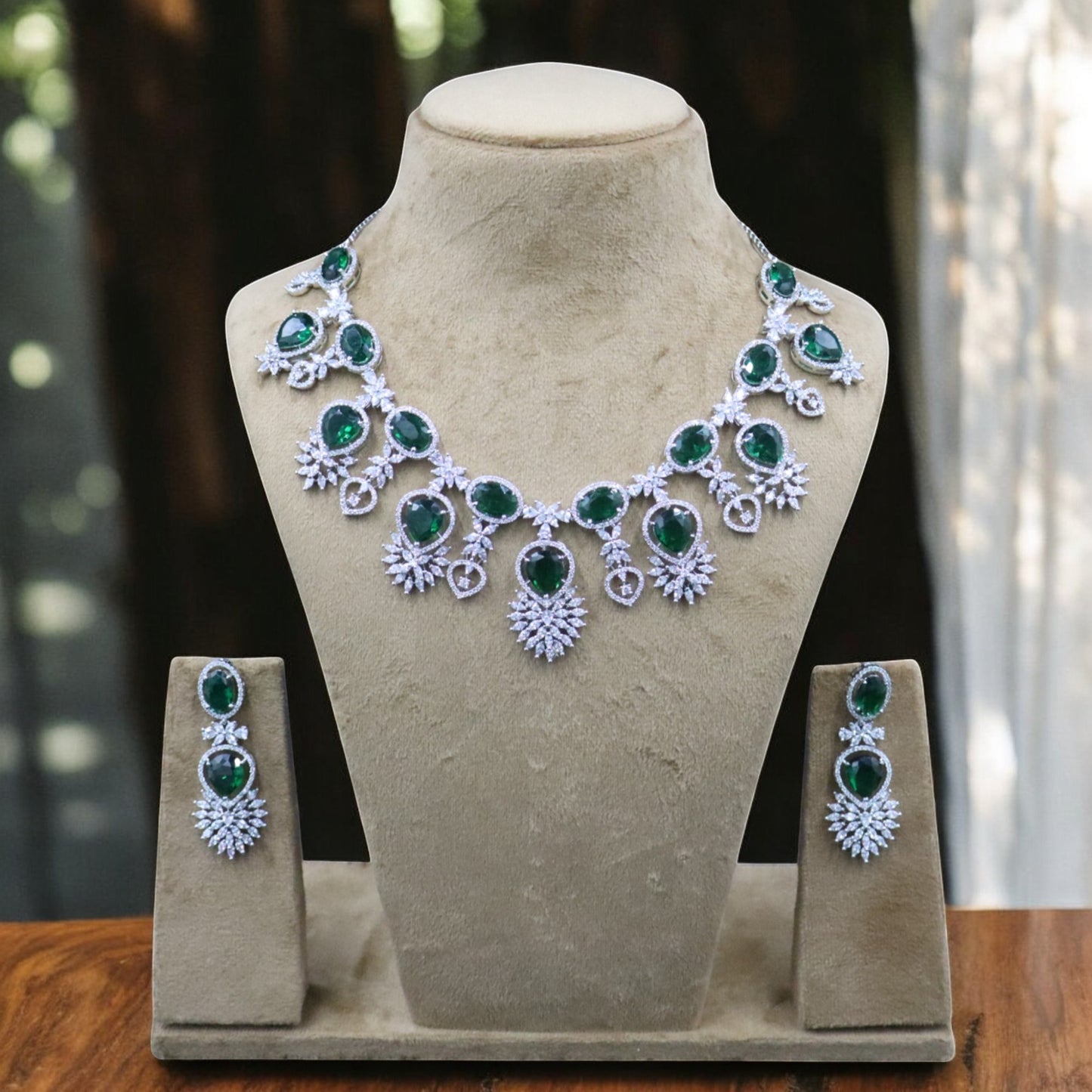 Emerald Lalitha American Diamond Necklace set