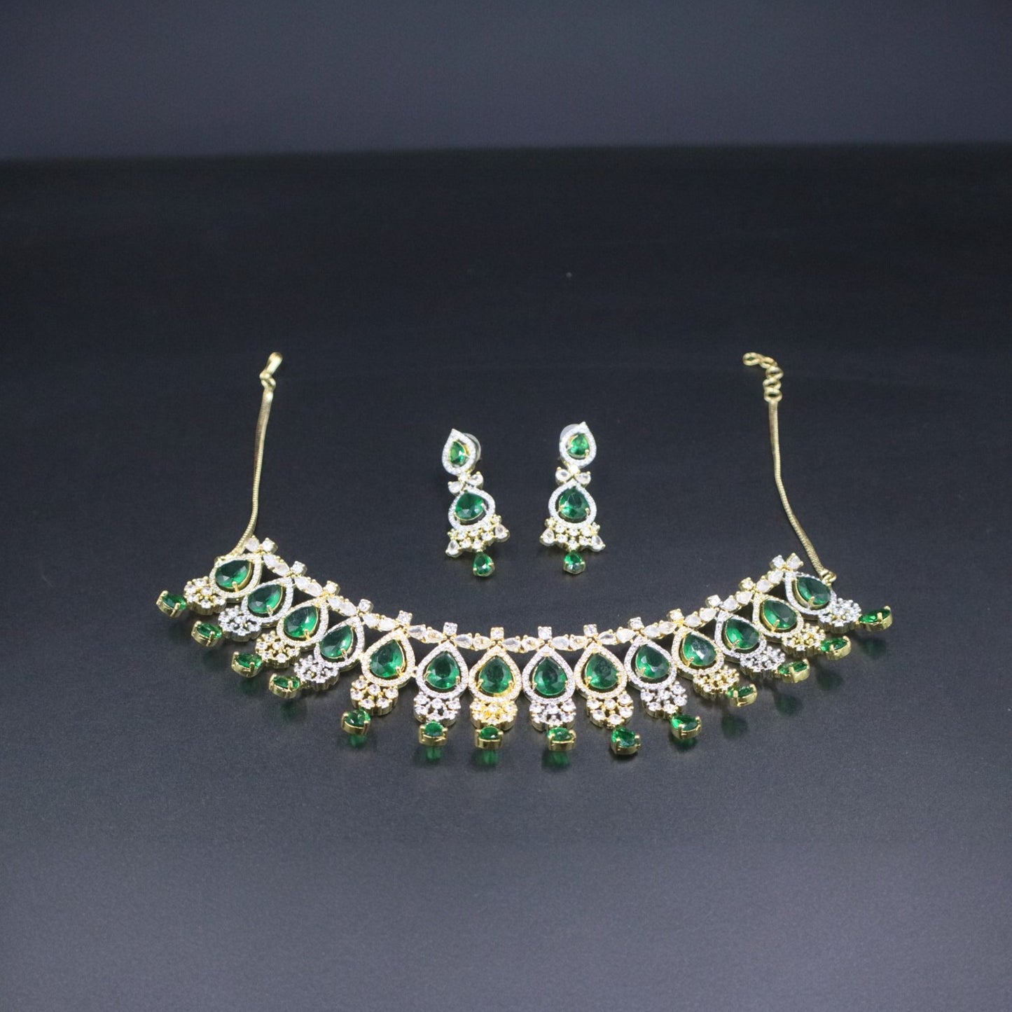 Emerald Aarohi American Diamond Necklace set
