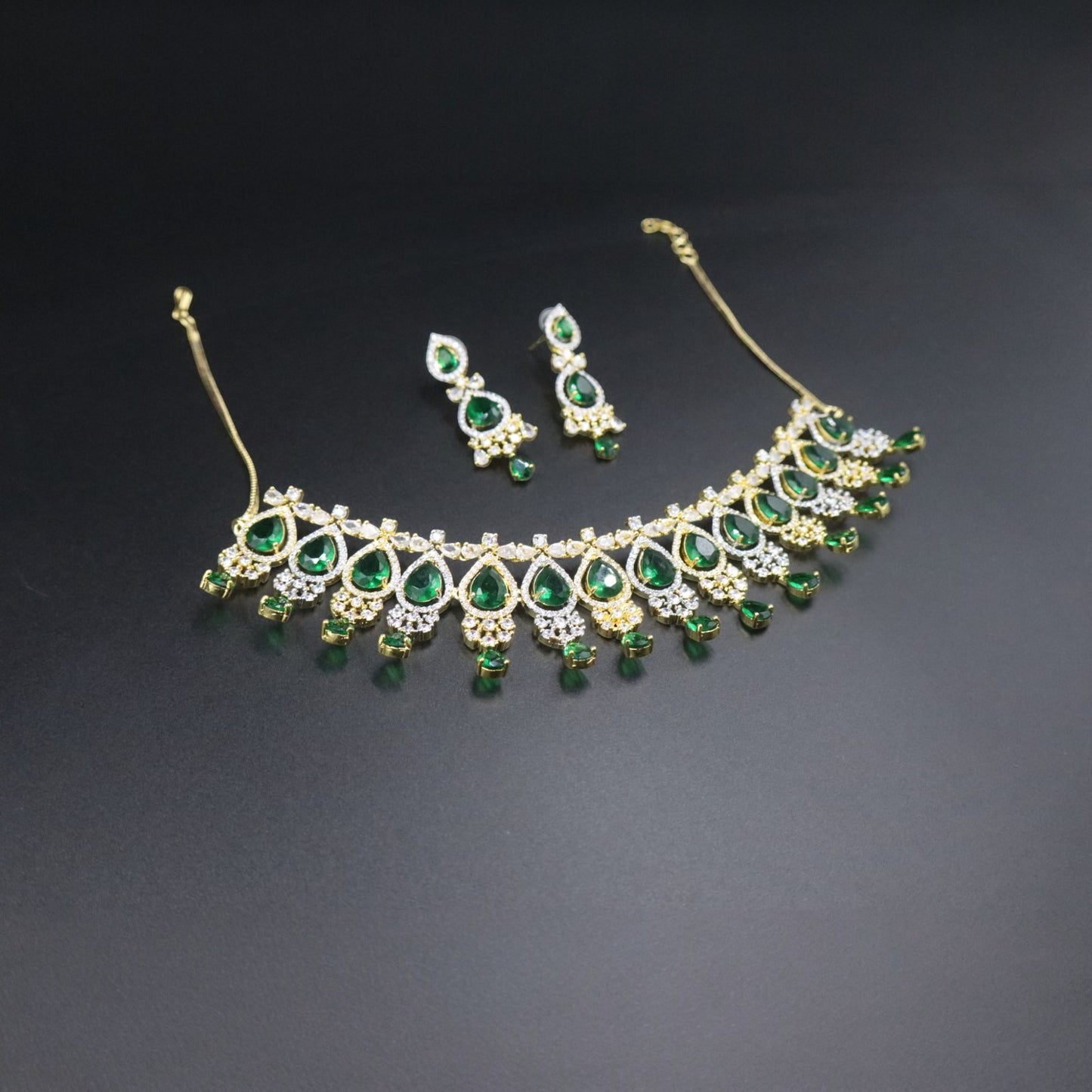 Emerald Aarohi American Diamond Necklace set