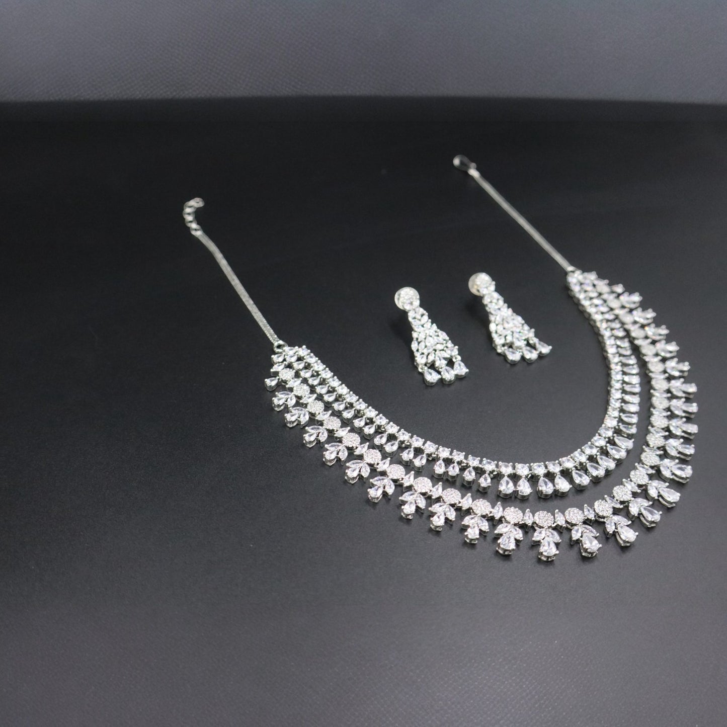 Silvery Jyotsna American Diamond Necklace set
