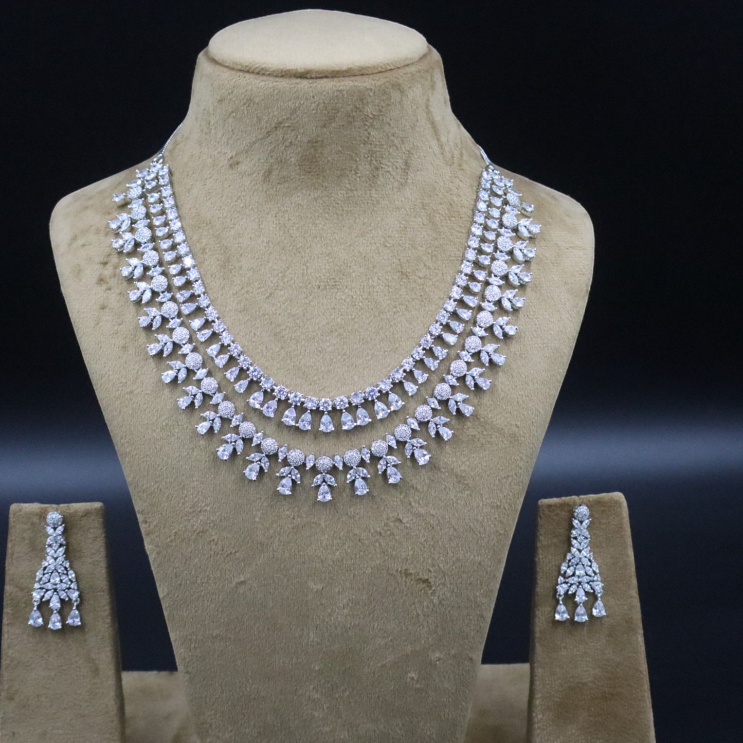 Silvery Jyotsna American Diamond Necklace set