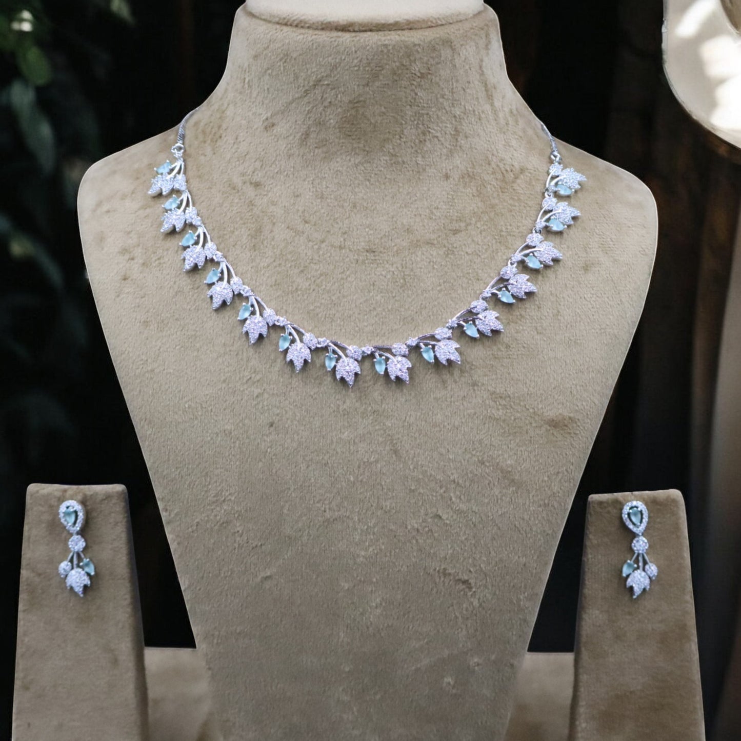Turquoise Nakshatra American Diamond Necklace set