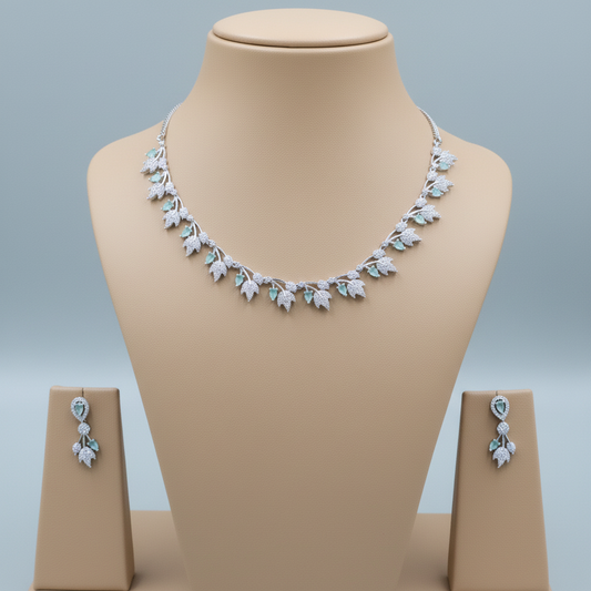 Turquoise Nakshatra American Diamond Necklace set