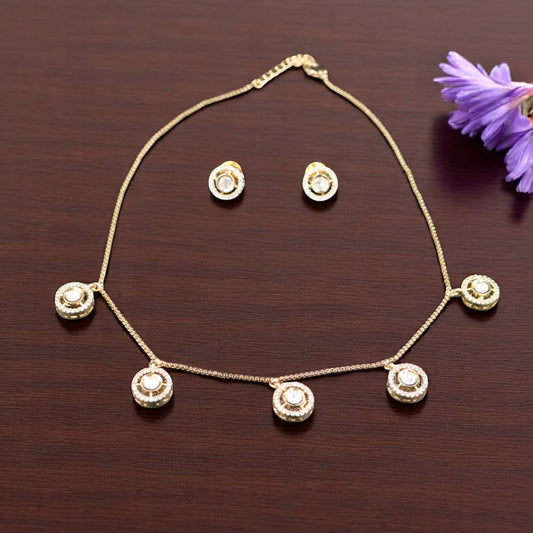 Golden Tarunika American Diamond Necklace set