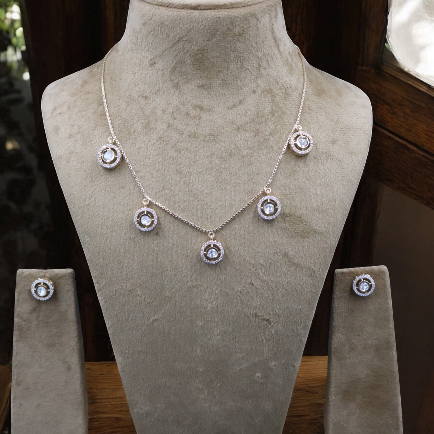 Golden Tarunika American Diamond Necklace set