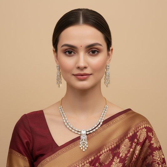 Golden Harvi American Diamond Necklace set