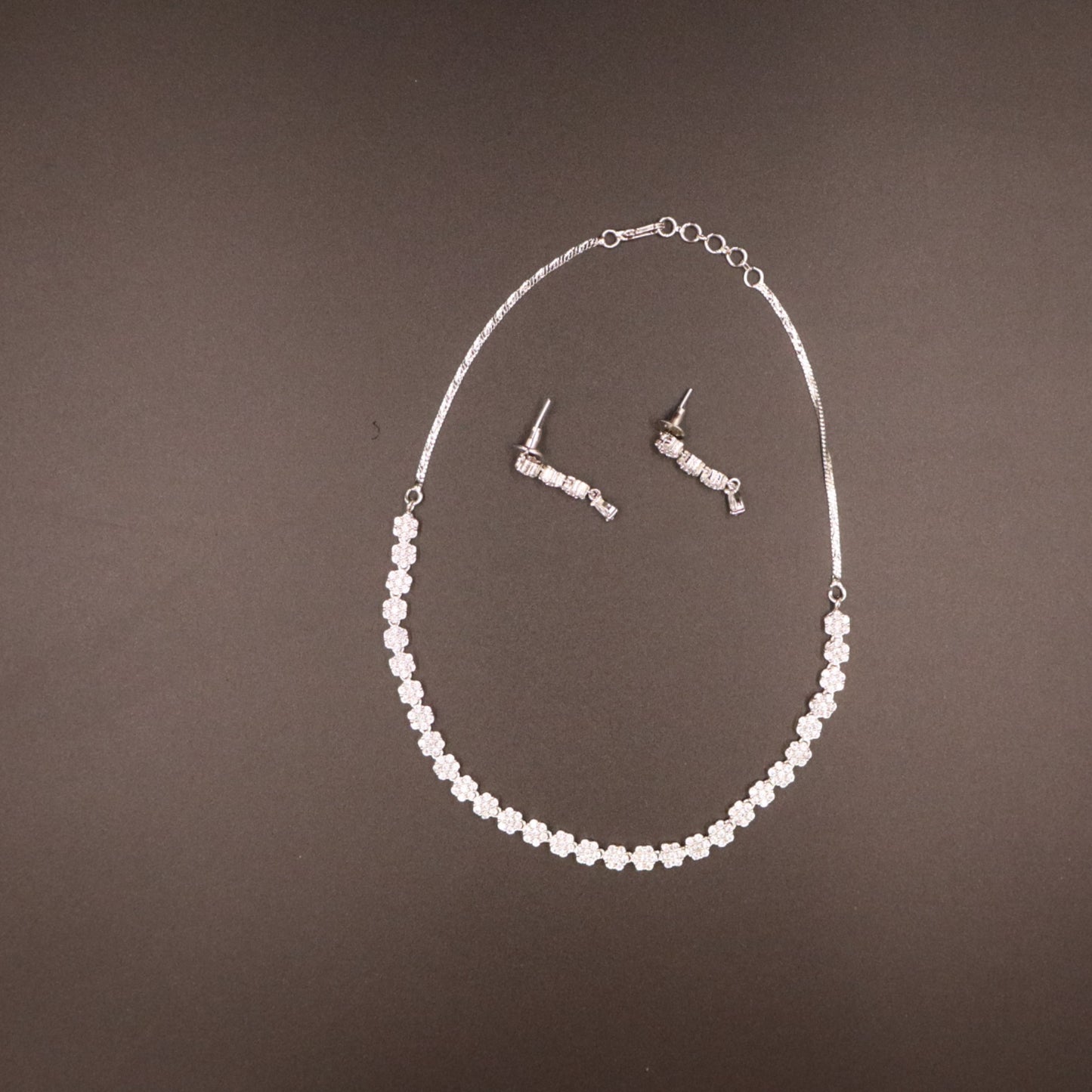 Silvery Sundarika American Diamond Necklace set