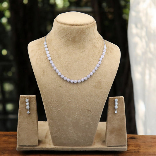 Silvery Sundarika American Diamond Necklace set