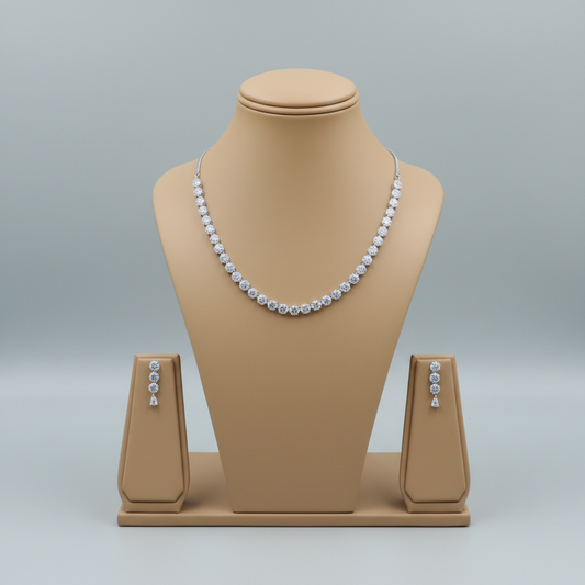 Silvery Sundarika American Diamond Necklace set