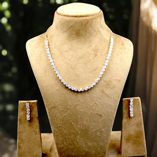 Golden Tripti American Diamond Necklace set