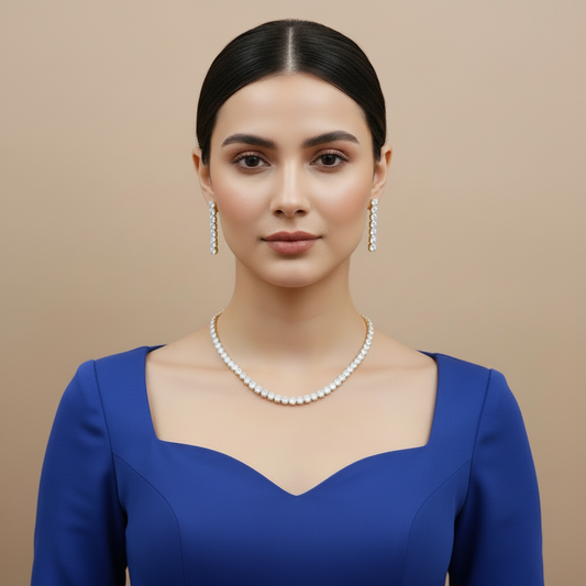 Golden Tripti American Diamond Necklace set