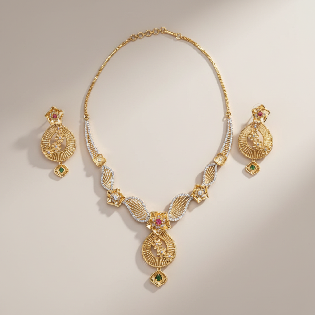 Multicolor Kanchana American Diamond Necklace set