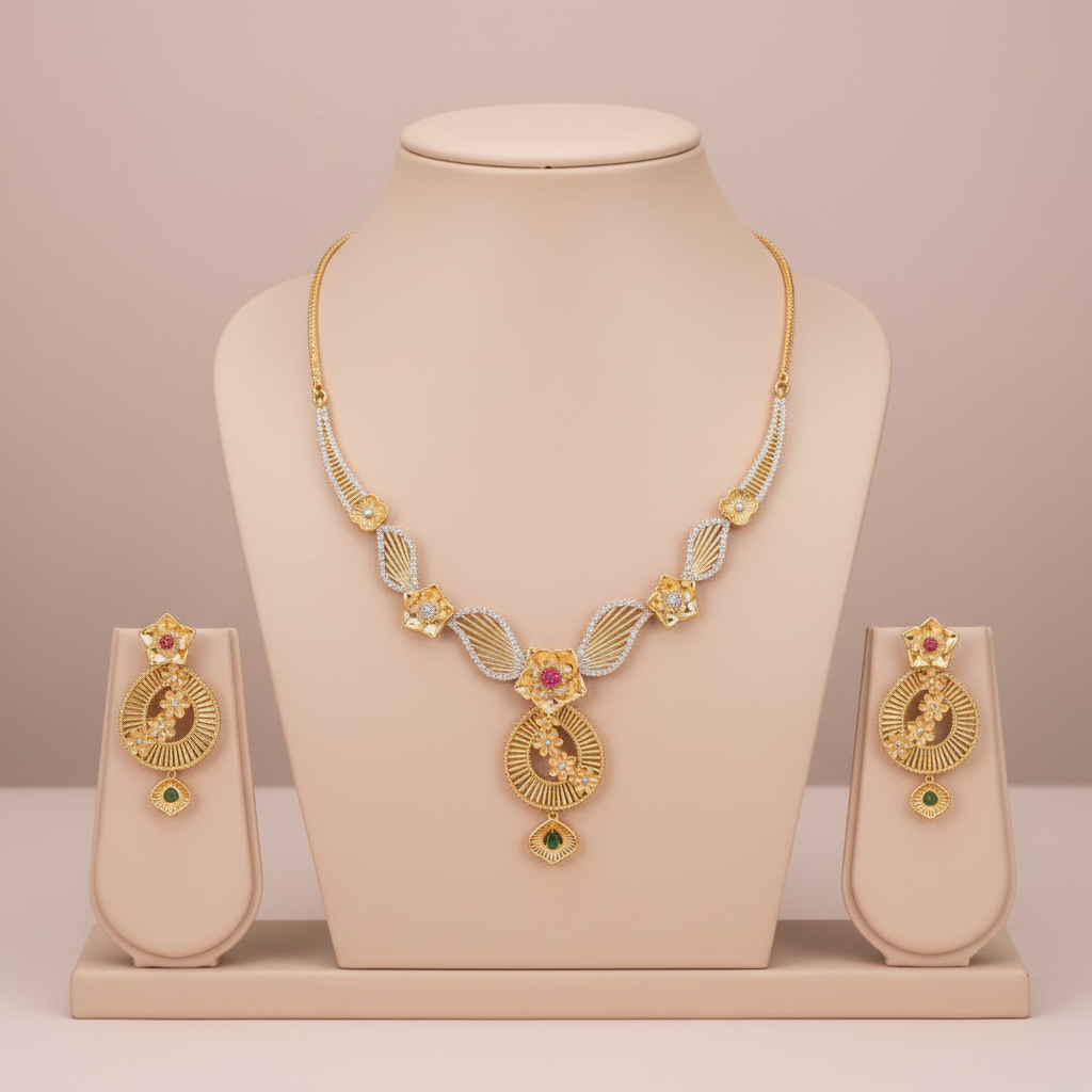 Multicolor Kanchana American Diamond Necklace set