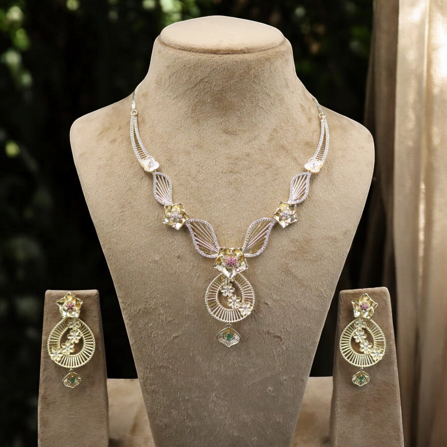 Multicolor Kanchana American Diamond Necklace set