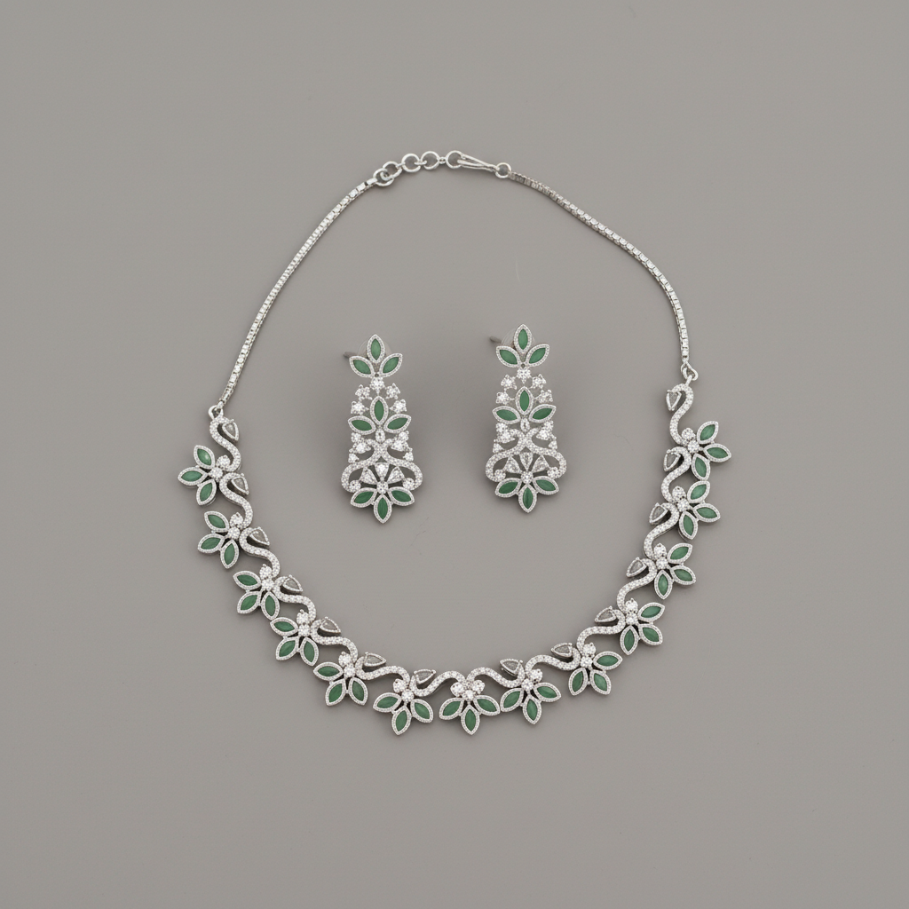 Turquoise Kamalini American Diamond Necklace set