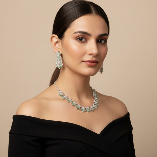 Turquoise Kamalini American Diamond Necklace set