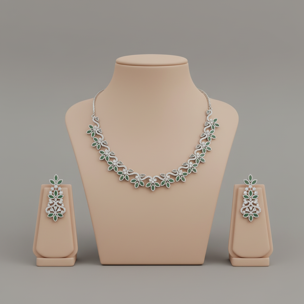 Turquoise Kamalini American Diamond Necklace set