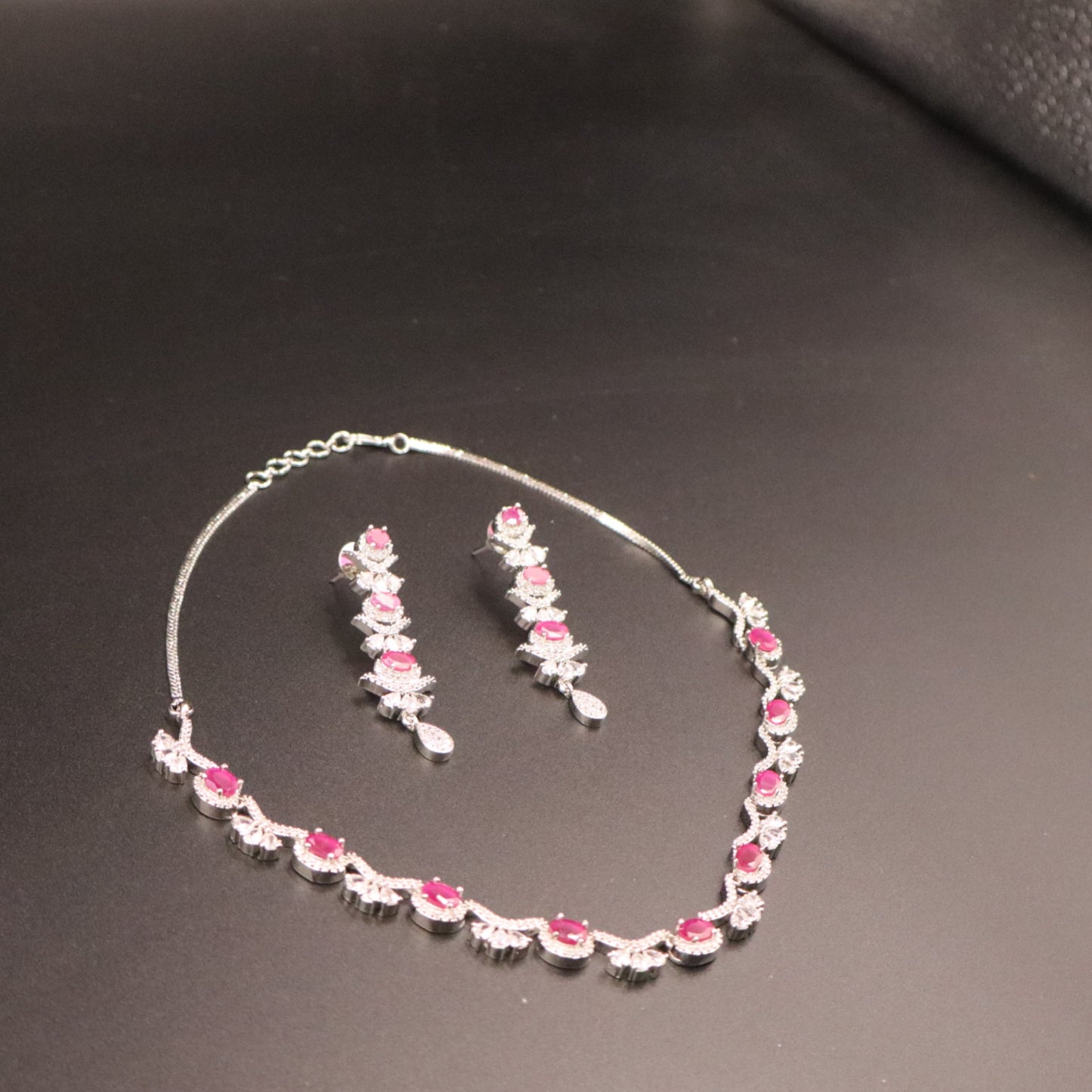 Magenta Hiranmayi American Diamond Necklace set